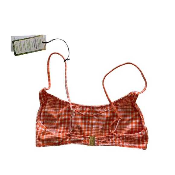 VDM Revolve Sienna Orange and White Plaid Print Swimwear Bikini Top Small - Picture 3 of 7